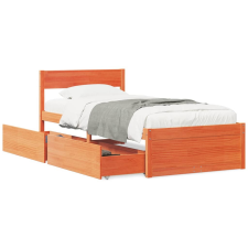 vidaXL viaszbarna tömör fenyőfa ágykeret fiókokkal 90 x 200 cm ágy és ágykellék