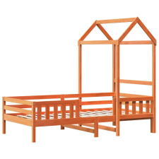vidaXL viaszbarna tömör fenyőfa ágykeret tetővel 100 x 200 cm ágy és ágykellék