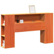 vidaXL viaszbarna tömör fenyőfa fejtámla tárolóval 140 cm (855632) ágy és ágykellék