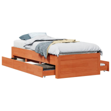vidaXL viaszbarna tömör fenyőfa fiókos ágykeret matrac nélkül 90x200cm (3308815) ágy és ágykellék