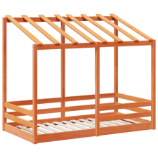 vidaXL viaszbarna tömör fenyőfa gyerekágy tetővel 70 x 140 cm gyermekágy