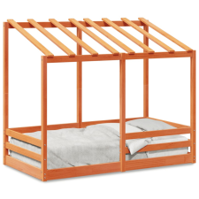 vidaXL viaszbarna tömör fenyőfa gyerekágy tetővel 80 x 160 cm gyermekágy