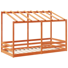 vidaXL viaszbarna tömör fenyőfa gyerekágy tetővel 80 x 200 cm gyermekágy