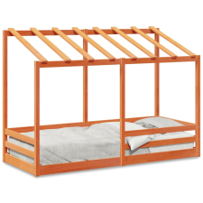 vidaXL viaszbarna tömör fenyőfa gyerekágy tetővel 90 x 190 cm gyermekágy