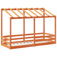 vidaXL viaszbarna tömör fenyőfa gyerekágy tetővel 90 x 190 cm gyermekágy
