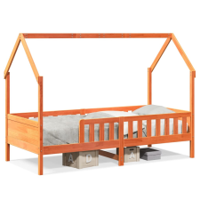 vidaXL viaszbarna tömör fenyőfa házikó gyerekágykeret 90 x 200 cm ágy és ágykellék