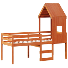 vidaXL viaszbarna tömör fenyőfa magasított ágy tetővel 80 x 200 cm ágy és ágykellék