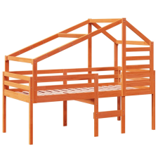 vidaXL viaszbarna tömör fenyőfa magasított ágy tetővel 90 x 190 cm ágy és ágykellék