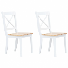 vidaXL vidaXL 2 darab fehér és barna tömör gumifa étkezőszék bútor