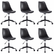 vidaXL vidaXL 6 db fekete műbőr forgó étkezőszék bútor