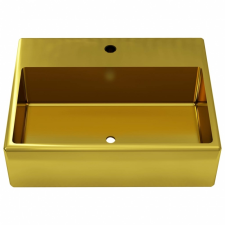 vidaXL vidaXL aranyszínű kerámia mosdókagyló csap furattal 38 x 30 x 11,5 cm fürdőszoba kiegészítő