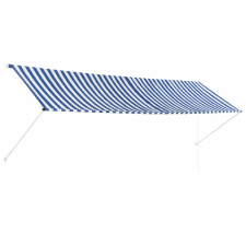 vidaXL vidaXL feltekerhető kék és fehér napellenző 400 x 150 cm kerti dekoráció