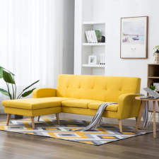 vidaXL vidaXL L-alakú sárga szövetkanapé 186 x 136 x 79 cm bútor