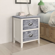 vidaXL vidaXL szürke és fehér császárfa éjjeliszekrény 38 x 28 x 45 cm bútor