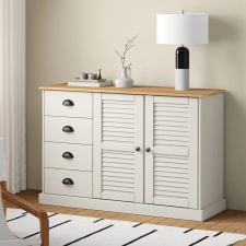 vidaXL VIGO fehér tömör fenyőfa fiókos tálalószekrény 113x40x75 cm bútor