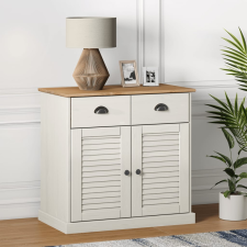 vidaXL VIGO fehér tömör fenyőfa fiókos tálalószekrény 78x40x75 cm bútor