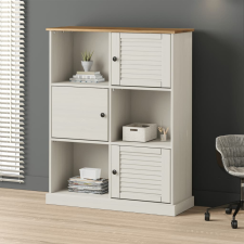 vidaXL VIGO fehér tömör fenyőfa könyvespolc 90x35x114,5 cm bútor