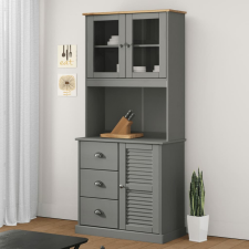 vidaXL VIGO szürke tömör fenyőfa magasszekrény 78x40x175 cm bútor