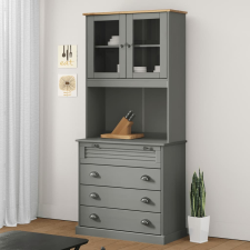 vidaXL VIGO szürke tömör fenyőfa magasszekrény 80x40x176 cm bútor