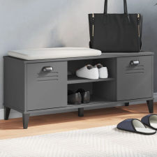 vidaXL VIKEN antracitszürke tömör fenyőfa cipőtároló pad 106x35x45 cm bútor