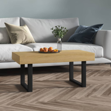 vidaXL világosbarna és fekete MDF és vas dohányzóasztal 90x45x40 cm bútor