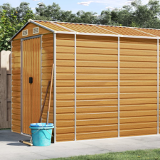 vidaXL világosbarna horganyzott acél kerti fészer 191 x 470 x 198 cm kerti tárolás