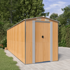 vidaXL világosbarna horganyzott acél kerti fészer 192x606x223 cm kerti tárolás