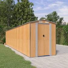 vidaXL világosbarna horganyzott acél kerti fészer 192x938x223 cm kerti tárolás