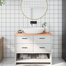vidaXL világosbarna kezelt tömör fa fürdőszobai pult 100x50x2 cm fürdőszoba bútor