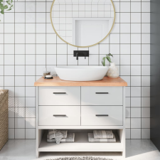 vidaXL világosbarna kezelt tömör fa fürdőszobai pult 100x60x4 cm fürdőszoba bútor