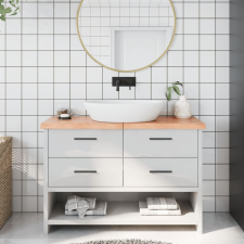 vidaXL világosbarna kezelt tömör fa fürdőszobai pult 120x30x4 cm fürdőszoba bútor