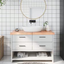vidaXL világosbarna kezelt tömör fa fürdőszobai pult 120x50x6 cm fürdőszoba bútor