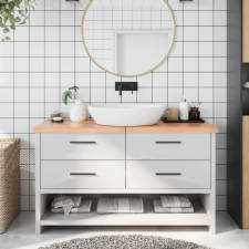 vidaXL világosbarna kezelt tömör fa fürdőszobai pult 140x50x4 cm fürdőszoba bútor