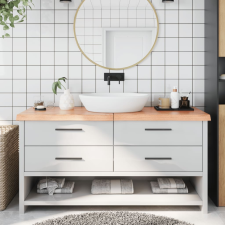 vidaXL világosbarna kezelt tömör fa fürdőszobai pult 160x50x6 cm fürdőszoba bútor