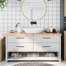 vidaXL Világosbarna kezelt tömör fa fürdőszobai pult 160x60x4 cm fürdőszoba bútor