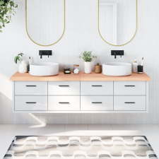 vidaXL világosbarna kezelt tömör fa fürdőszobai pult 200x60x6 cm fürdőszoba bútor