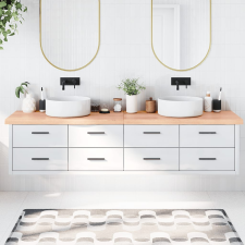 vidaXL világosbarna kezelt tömör fa fürdőszobai pult 220x50x6 cm fürdőszoba bútor