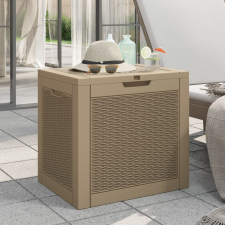 vidaXL világosbarna polipropilén kerti tárolóláda 55,5x43x53 cm kerti tárolás