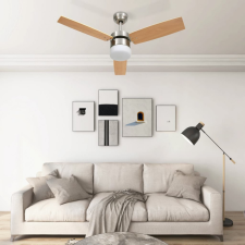 vidaXL világosbarna távirányítós mennyezeti ventilátor lámpával 108 cm világítás