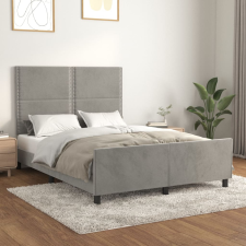 vidaXL világosszürke bársony ágykeret fejtámlával 140 x 200 cm ágy és ágykellék