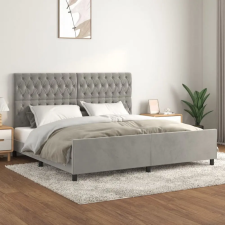 vidaXL világosszürke bársony ágykeret fejtámlával 200 x 200 cm ágy és ágykellék