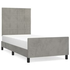 vidaXL világosszürke bársony ágykeret fejtámlával 90x200 cm (3125733) ágy és ágykellék