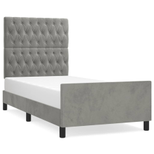 vidaXL világosszürke bársony ágykeret fejtámlával 90x200 cm (3125916) ágy és ágykellék
