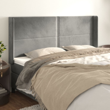 vidaXL világosszürke bársony fejtámla szárnyakkal 203x16x118/128 cm ágy és ágykellék