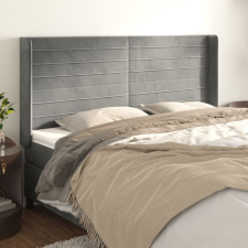 vidaXL világosszürke bársony fejtámla szárnyakkal 203x16x118/128 cm ágy és ágykellék