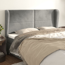 vidaXL világosszürke bársony fejtámla szárnyakkal 203x23x118/128 cm ágy és ágykellék
