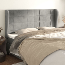 vidaXL világosszürke bársony fejtámla szárnyakkal 203x23x118/128 cm ágy és ágykellék