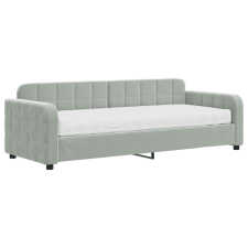vidaXL világosszürke bársony kanapéágy matraccal 80 x 200 cm (3196898) ágy és ágykellék