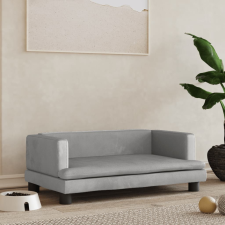 vidaXL Világosszürke bársony kutyaágy 80 x 45 x 30 cm szállítóbox, fekhely kutyáknak