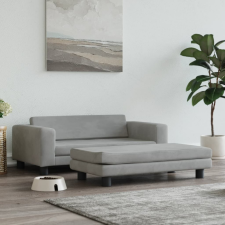 vidaXL Világosszürke bársony kutyaágy hosszabbítóval 100 x 50 x 30 cm szállítóbox, fekhely kutyáknak